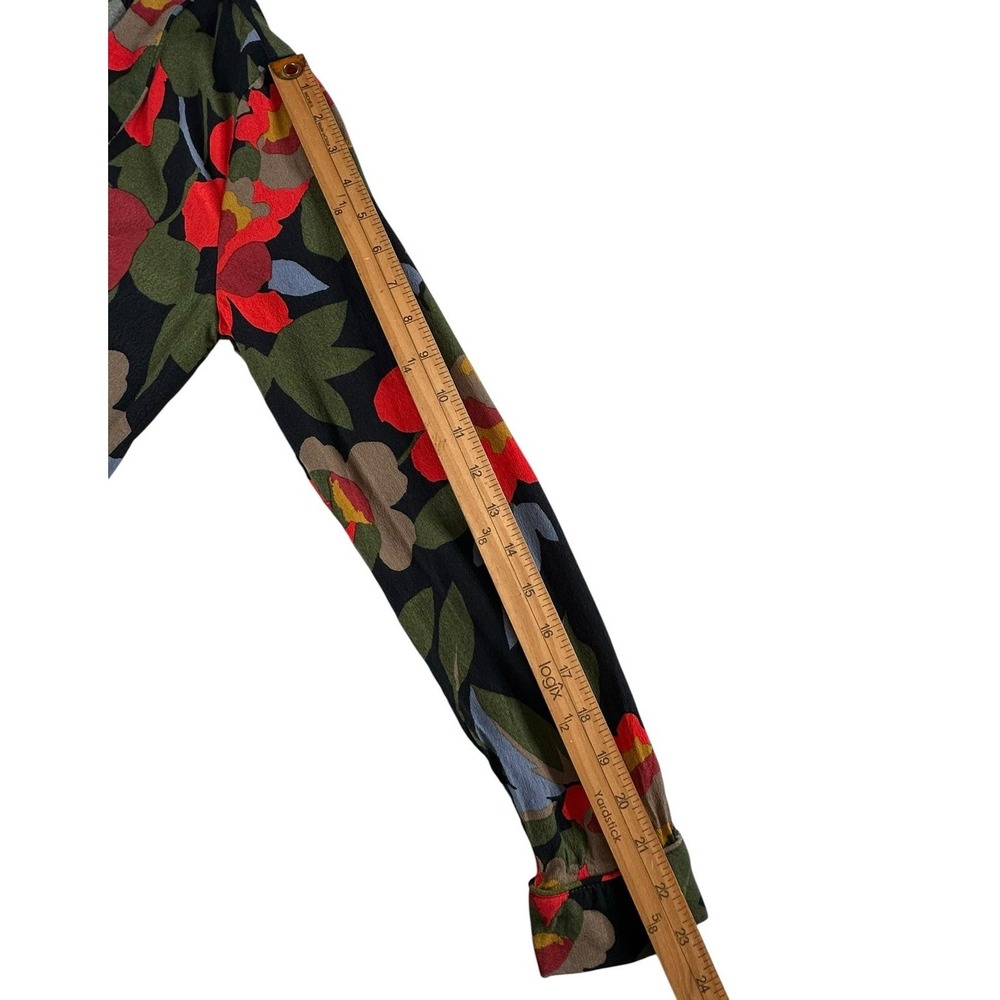 Zara Trafaluc Collection Floral Red Black Green Shirt Dress Button Down XS - Picture 10 of 14